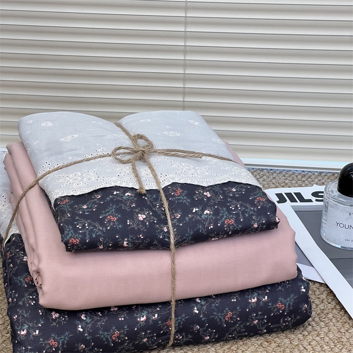 91家纺网 家纺一手货源 找家纺 2024新款全棉印花双层纱四件套--蕾丝花边款 不止玫瑰