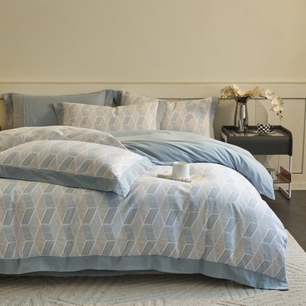 91家纺网 家纺一手货源 找家纺 （总）慕晨 2024新款A类全棉贡缎磨毛数码印高级宽边简奢款中高端四件套直播爆款