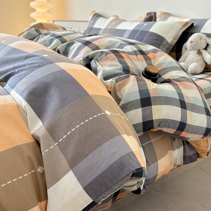 91家纺网 家纺一手货源 找家纺 慕木家纺 2025新款全棉印花四件套 时尚风采-桔