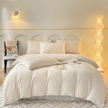 91家纺网 家纺一手货源 找家纺 （总）2024新款牛奶绒雕花麻绳款三件套四件套