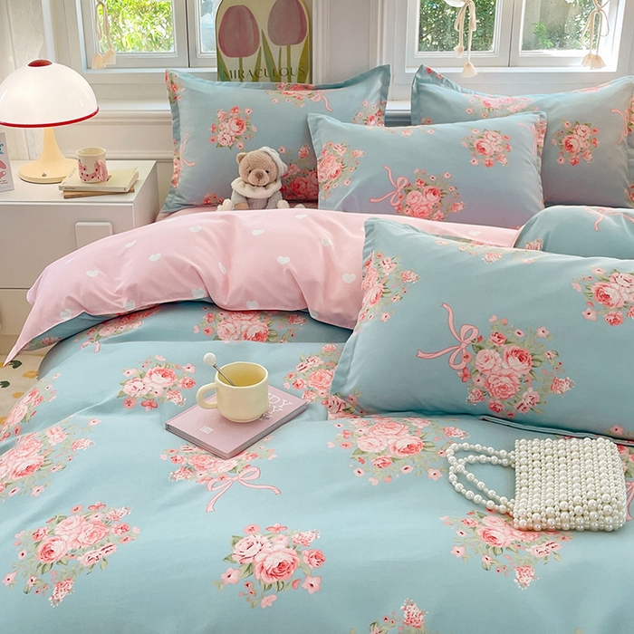 91家纺网 家纺一手货源 找家纺 世爵家纺 2025新款亲肤印花磨毛四件套 花月诗篇