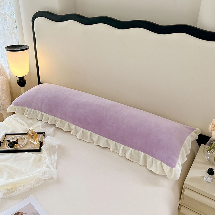 91家纺网 家纺一手货源 找家纺 梦舒羽 2025新款牛奶绒花枕套边单人宿舍法兰绒枕头套珊瑚绒枕芯套 丁香紫