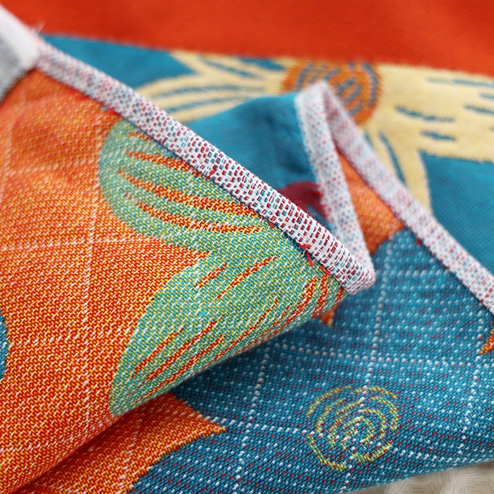 91家纺网 家纺一手货源 找家纺 朴尔家纺-毛巾被 2024新款色织定位提花纯棉四层纱布枕巾 花开忘忧-蓝