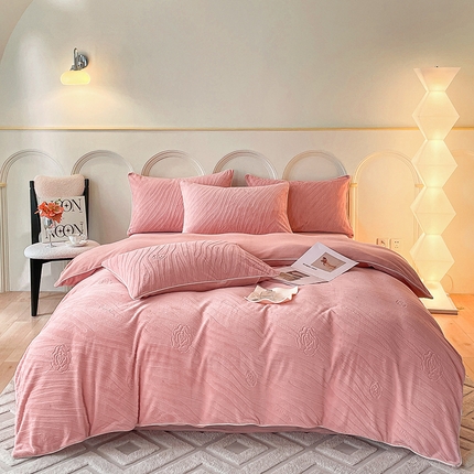 91家纺网 家纺一手货源 找家纺 （总）2024新款牛奶绒雕花麻绳款三件套四件套