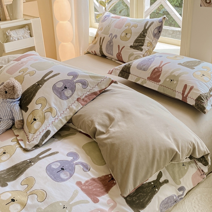 91家纺网 家纺一手货源 找家纺 宜家坊 2024秋冬新款全棉超柔加厚生态磨毛四件套 妮可