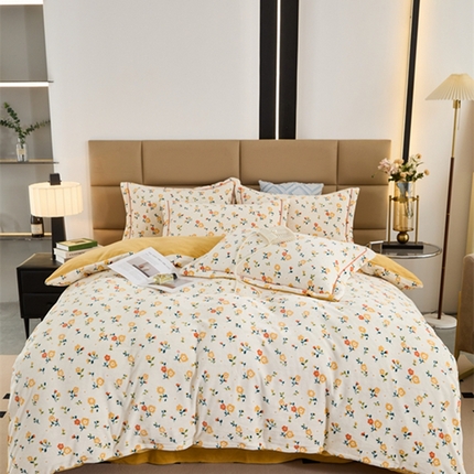 卡迪亚 2024新款全消光牛奶绒印花四件套 田园生活