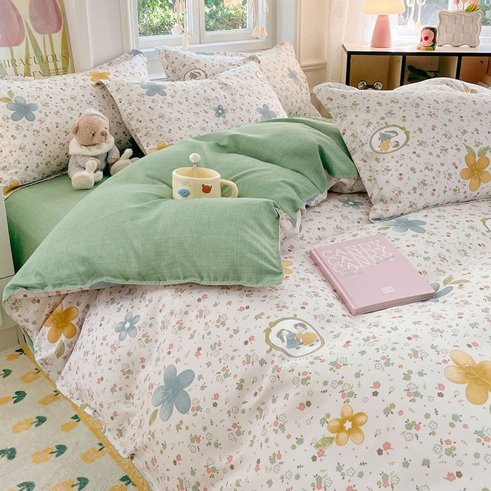 91家纺网 家纺一手货源 找家纺 世爵家纺 2025新款亲肤印花磨毛四件套 小家碧玉