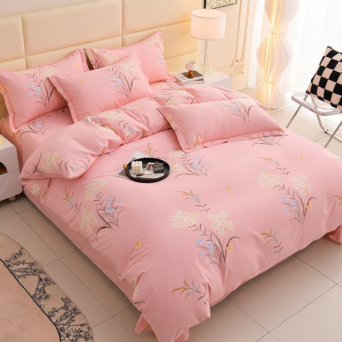 91家纺网 家纺一手货源 找家纺 润淳 2025新直播加厚活性磨毛四件套纯棉三件套 玉立满枝-粉