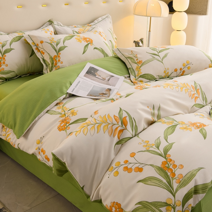 91家纺网 家纺一手货源 找家纺 润淳 2025新直播加厚活性磨毛四件套纯棉三件套 茵曼 绿