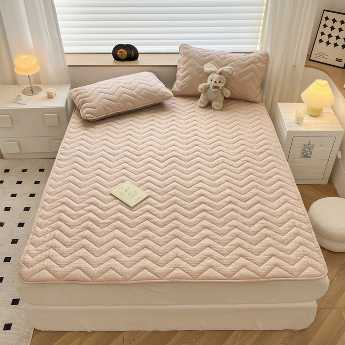 91家纺网 家纺一手货源 找家纺 老帅的工厂店 2025新款泡泡纱提花床垫系列 大床（有买家秀） 粉色