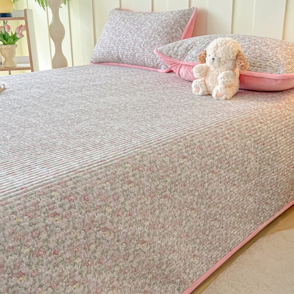 91家纺网 家纺一手货源 找家纺 玉海棠 玉海棠 2024新款针织棉加绒床盖 雾里花