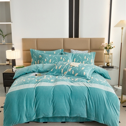 卡迪亚 2024新款全消光牛奶绒印花四件套 麦穗