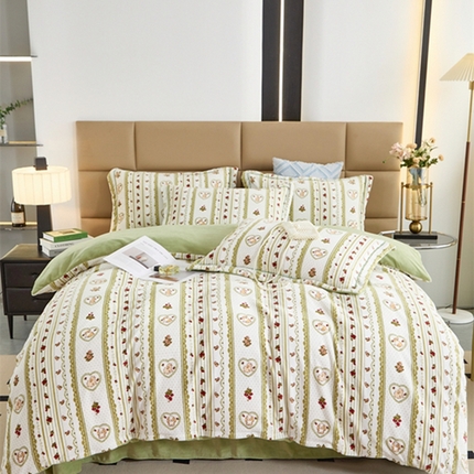 卡迪亚 2024新款全消光牛奶绒印花四件套 田园印象