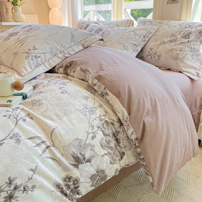 91家纺网 家纺一手货源 找家纺 宜家坊 2024秋冬新款全棉超柔加厚生态磨毛四件套 远黛-灰