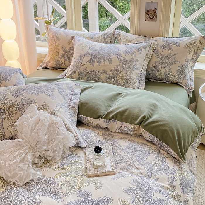 91家纺网 家纺一手货源 找家纺 宜家坊 2024秋冬新款全棉超柔加厚生态磨毛四件套 影兰