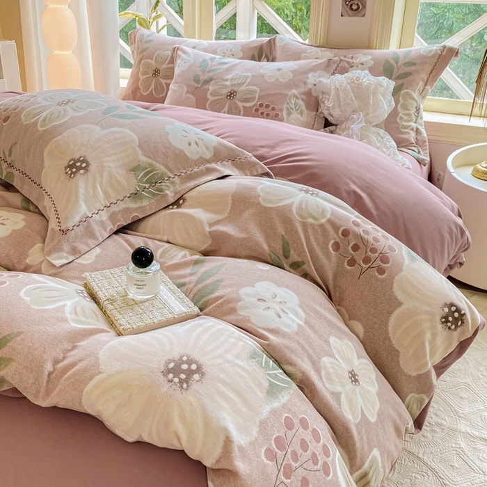 91家纺网 家纺一手货源 找家纺 宜家坊 2024秋冬新款全棉超柔加厚生态磨毛四件套 幽兰