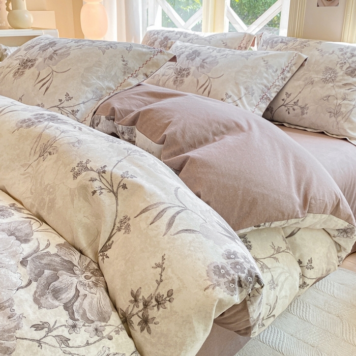 91家纺网 家纺一手货源 找家纺 宜家坊 2024秋冬新款全棉超柔加厚生态磨毛四件套 远黛-灰