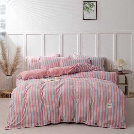 91家纺网 家纺一手货源 找家纺 （总）睡美美家纺 2024新款加厚水洗棉四件套-条纹系列