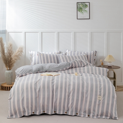 91家纺网 家纺一手货源 找家纺 （总）睡美美家纺 2024新款加厚水洗棉四件套-条纹系列