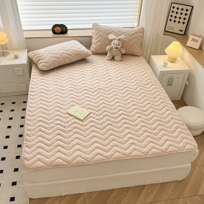 91家纺网 家纺一手货源 找家纺 老帅的工厂店 2025新款泡泡纱提花床垫系列 大床（有买家秀） 粉色