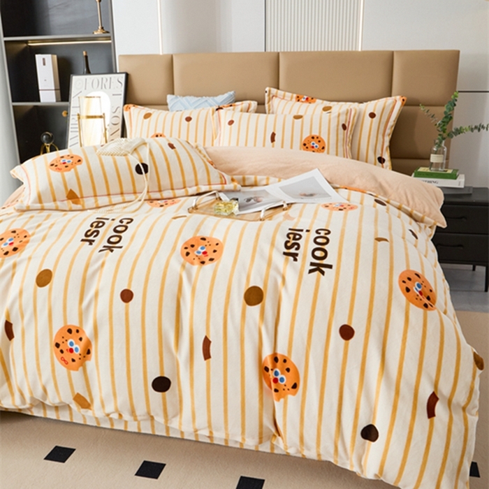 91家纺网 家纺一手货源 找家纺 卡迪亚 2024新款全消光牛奶绒印花四件套 星辰点点