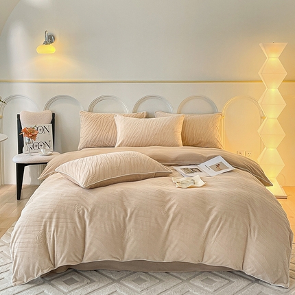 91家纺网 家纺一手货源 找家纺 （总）2024新款牛奶绒雕花麻绳款三件套四件套