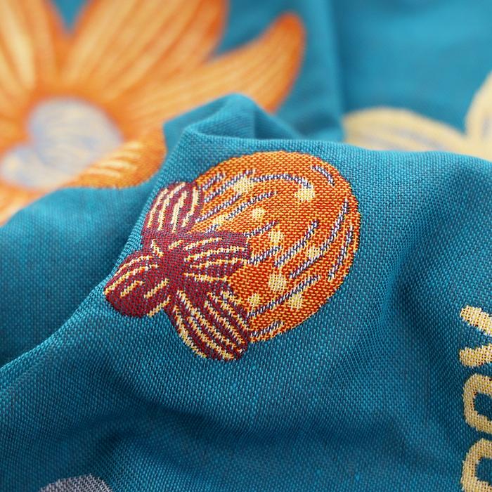 91家纺网 家纺一手货源 找家纺 朴尔家纺-毛巾被 2024新款色织定位提花纯棉四层纱布枕巾 花开忘忧-蓝