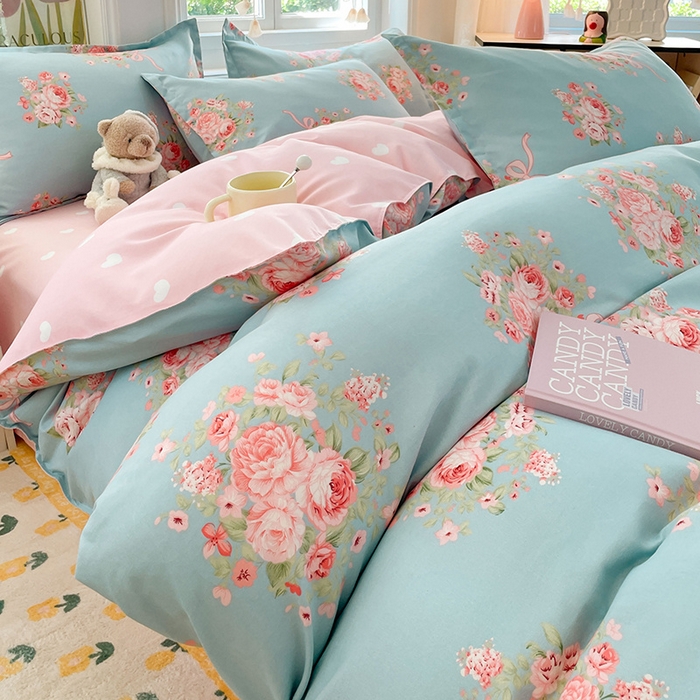 91家纺网 家纺一手货源 找家纺 世爵家纺 2025新款亲肤印花磨毛四件套 花月诗篇