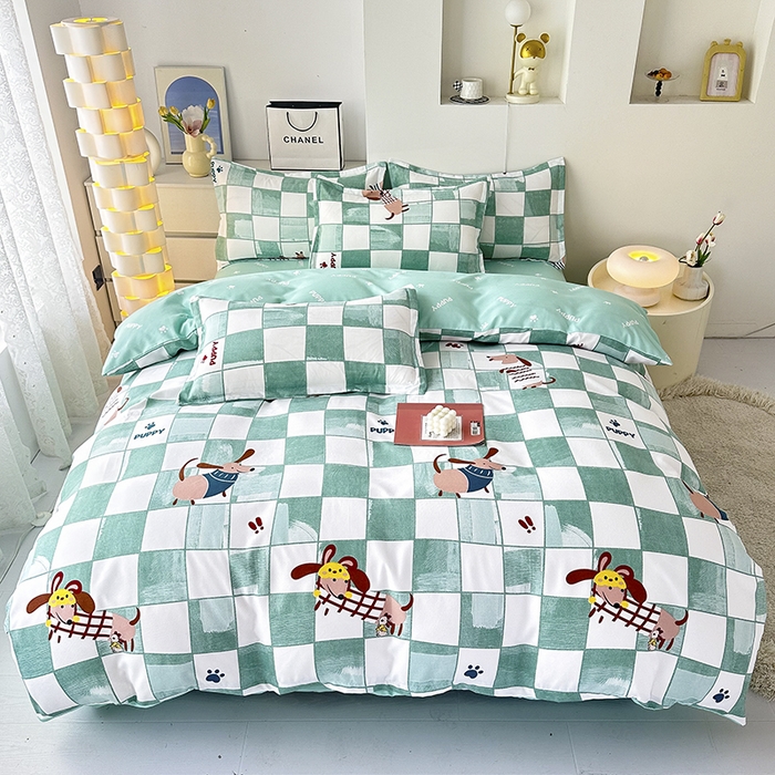 91家纺网 家纺一手货源 找家纺 梦卓家纺 2025新款直播加厚植物羊绒四件套高克重磨毛跨境四件套 大量现货欢乐小狗