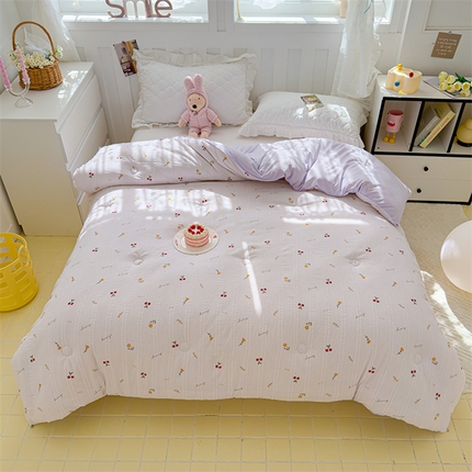 蓝冰家纺 2024新款泡芙印花冬被被子被芯 紫色樱桃