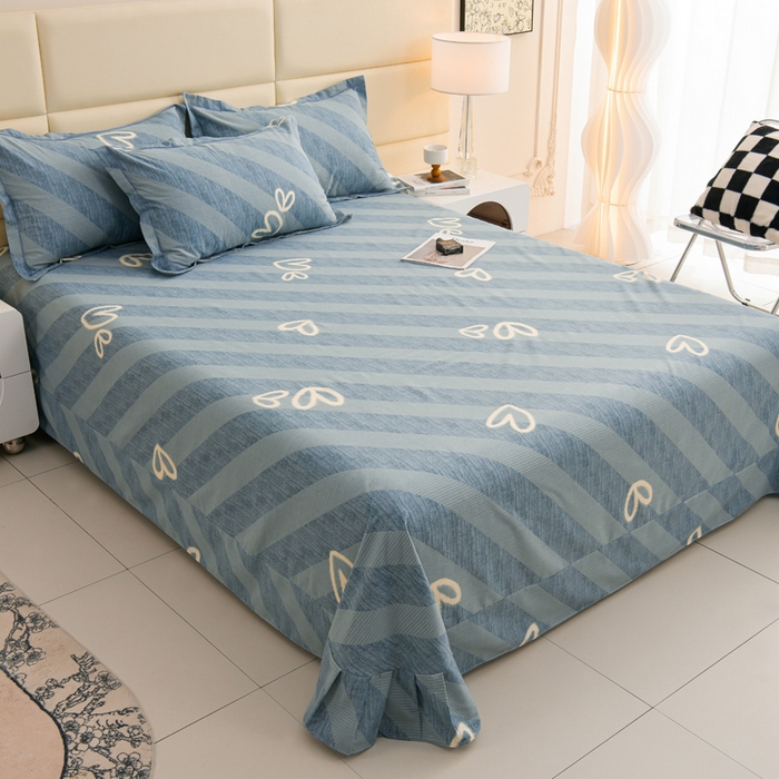 91家纺网 家纺一手货源 找家纺 润淳 2025新直播加厚活性磨毛四件套纯棉三件套 一心一意 蓝