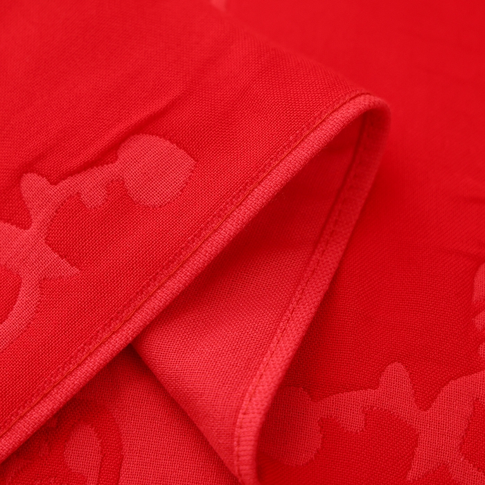 91家纺网 家纺一手货源 找家纺 2024新款全棉六层纱布大红色婚庆加厚透气枕巾52*78cm一对 良辰吉日