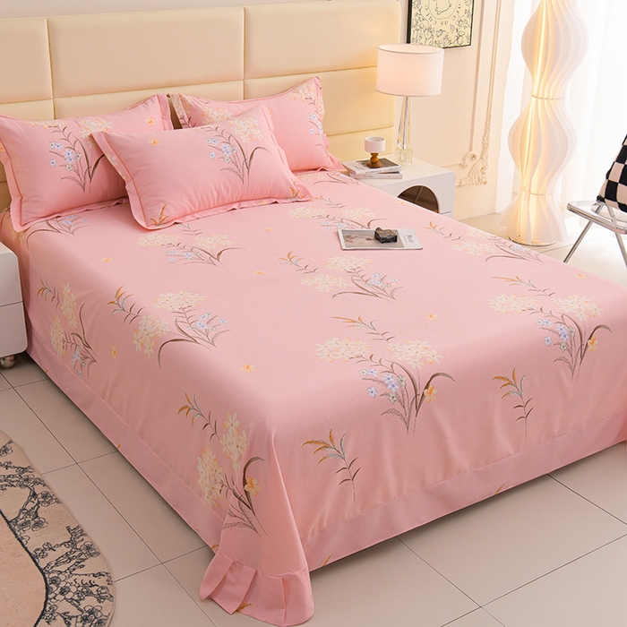 91家纺网 家纺一手货源 找家纺 润淳 2025新直播加厚活性磨毛四件套纯棉三件套 玉立满枝-粉