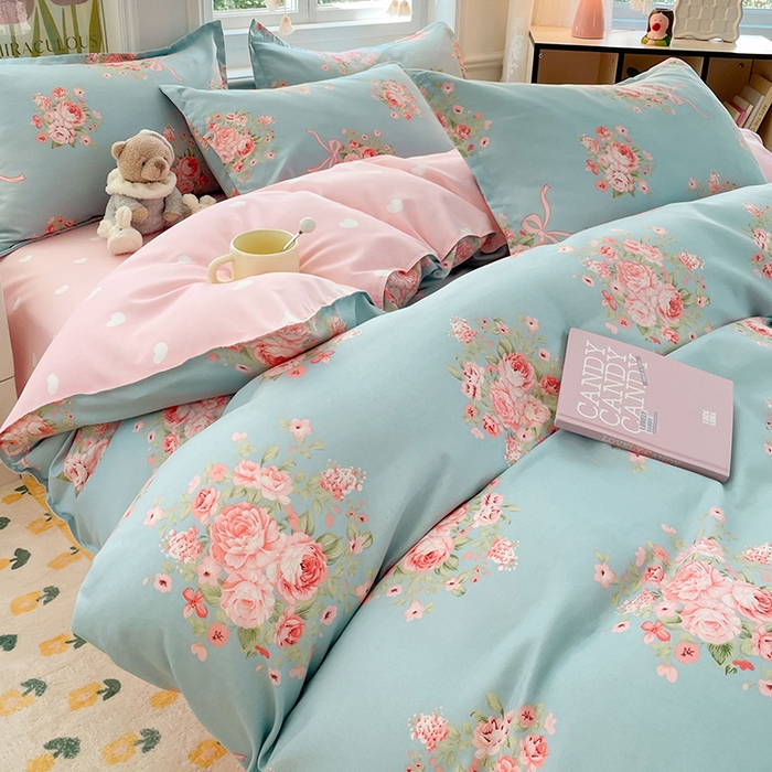 91家纺网 家纺一手货源 找家纺 世爵家纺 2025新款亲肤印花磨毛四件套 花月诗篇