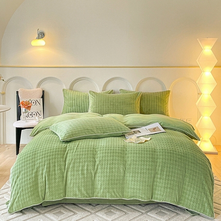 91家纺网 家纺一手货源 找家纺 （总）2024新款牛奶绒雕花麻绳款三件套四件套