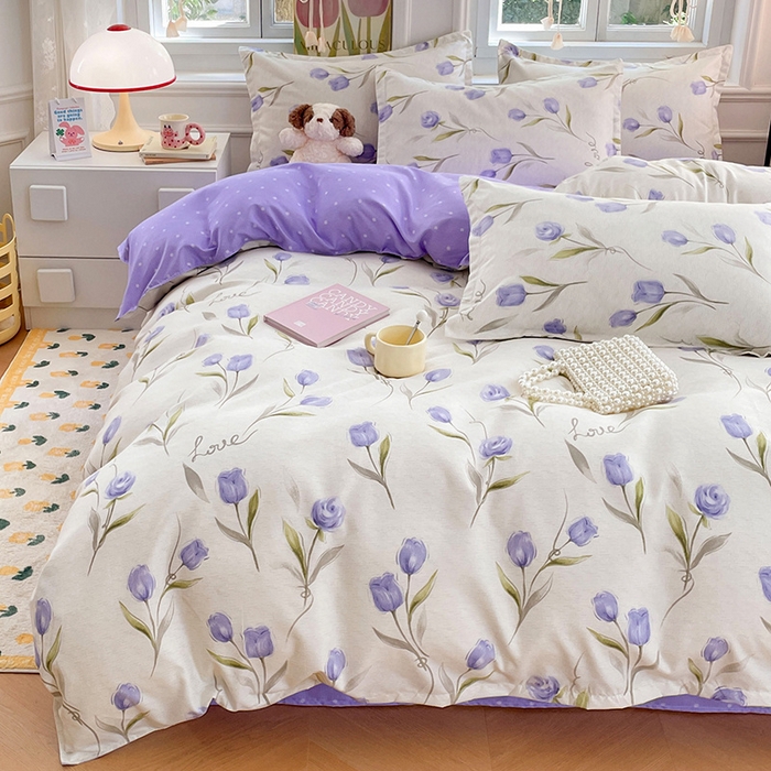 91家纺网 家纺一手货源 找家纺 世爵家纺 2025新款亲肤印花磨毛四件套 洛川微香