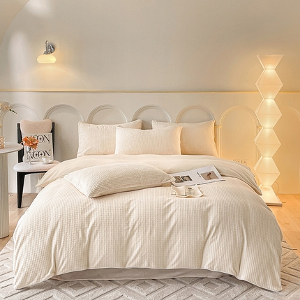 91家纺网 家纺一手货源 找家纺 （总）2024新款牛奶绒雕花麻绳款三件套四件套