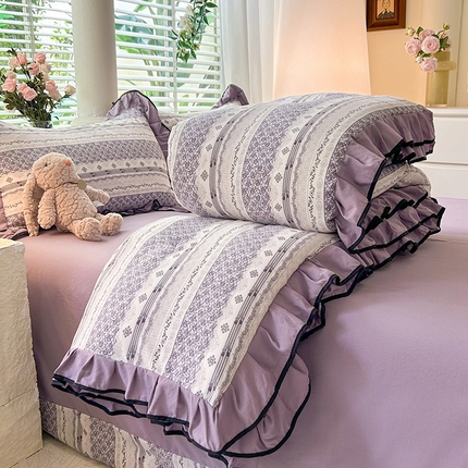 91家纺网 家纺一手货源 找家纺 （总）韩约家纺 2025新款1针织棉皱皱纱床单款夏凉被春秋被冬被四件套