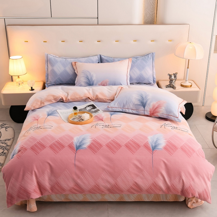 91家纺网 家纺一手货源 找家纺 润淳 2025新直播加厚活性磨毛四件套纯棉三件套 摇曳 粉