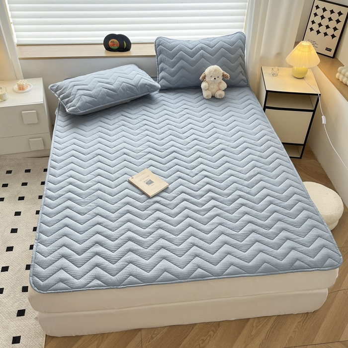 91家纺网 家纺一手货源 找家纺 老帅的工厂店 2025新款泡泡纱提花床垫系列 大床（有买家秀） 灰蓝