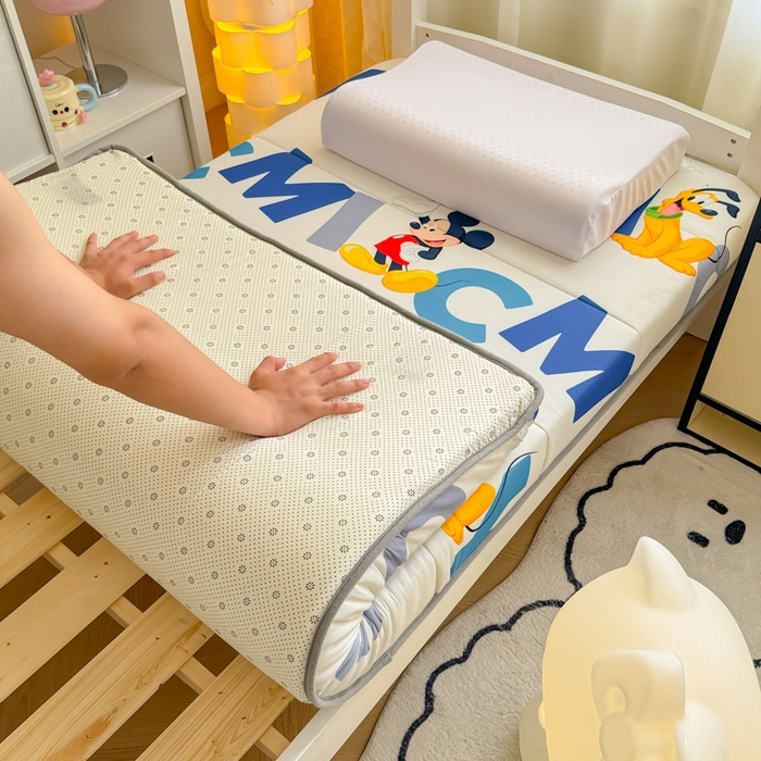 91家纺网 家纺一手货源 找家纺 简宜家居（朝初家纺） 2025新款针织棉学生学生床垫+垫套组合 欢乐米奇