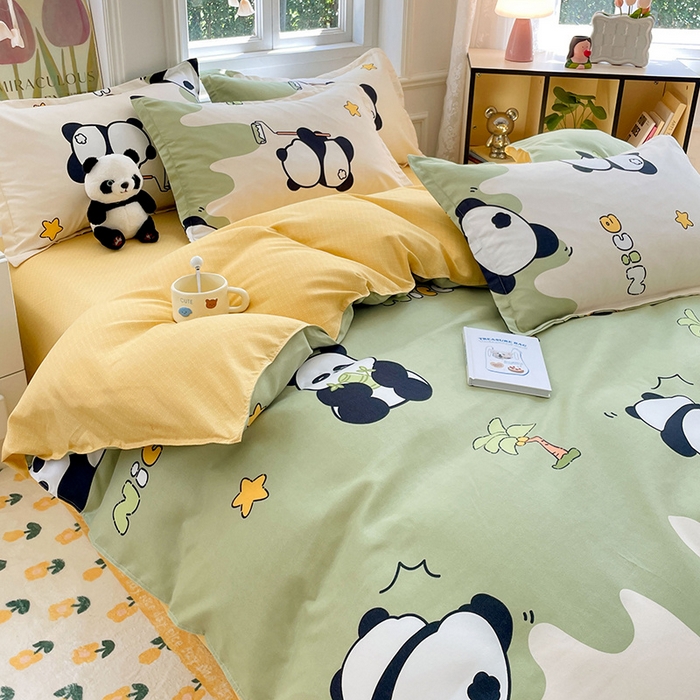 91家纺网 家纺一手货源 找家纺 世爵家纺 2025新款亲肤印花磨毛四件套 活力熊