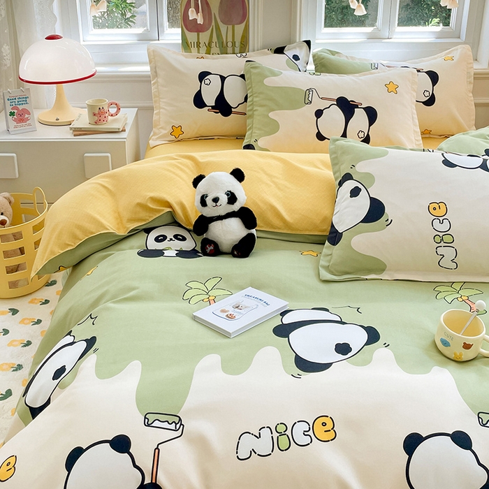 91家纺网 家纺一手货源 找家纺 世爵家纺 2025新款亲肤印花磨毛四件套 活力熊