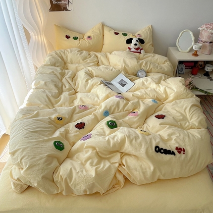 91家纺网 家纺一手货源 找家纺 （总）红嘴企鹅 2025新款海底世界水洗棉四件套