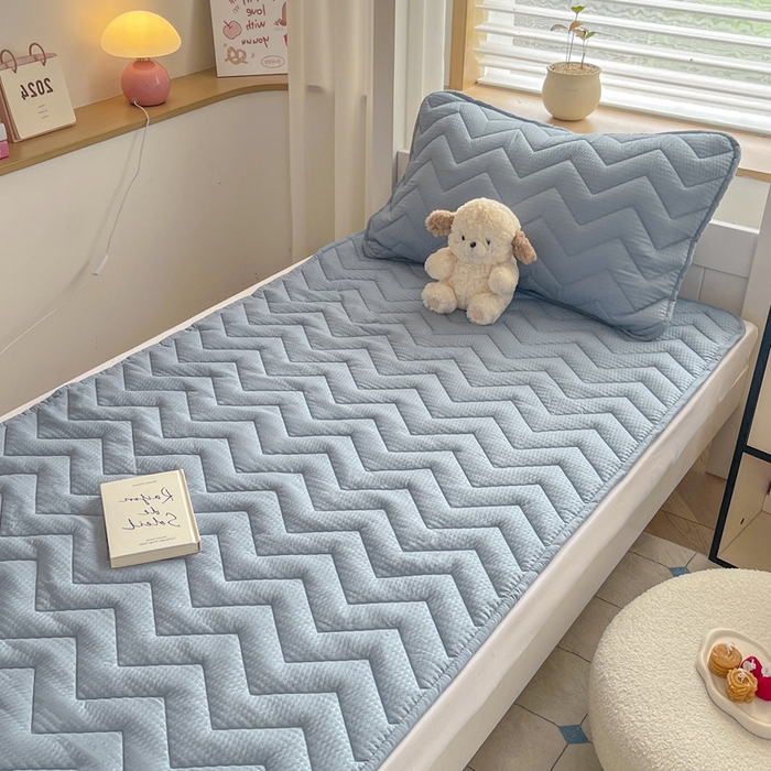 91家纺网 家纺一手货源 找家纺 老帅的工厂店 2025新款泡泡纱提花床垫系列 学生床（有买家秀） 灰蓝