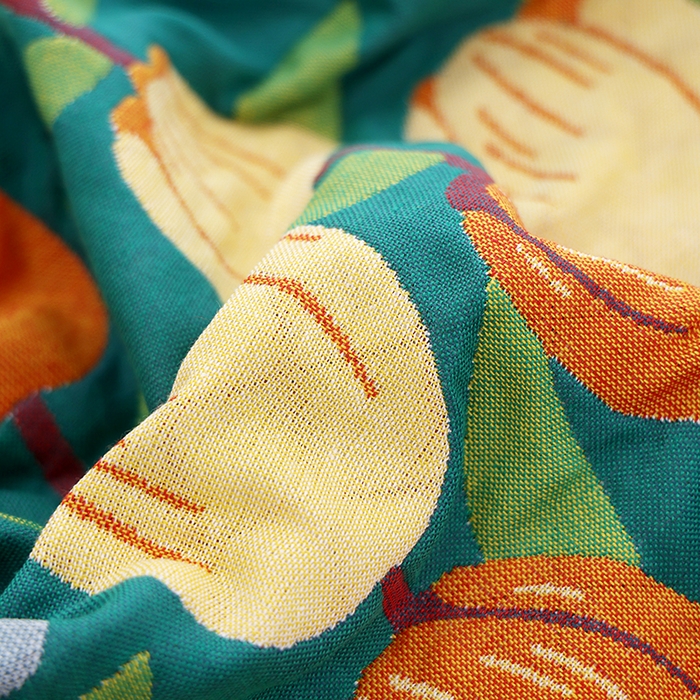 91家纺网 家纺一手货源 找家纺 朴尔家纺-毛巾被 2024新款色织定位提花纯棉四层纱布枕巾 浪漫郁金香-绿