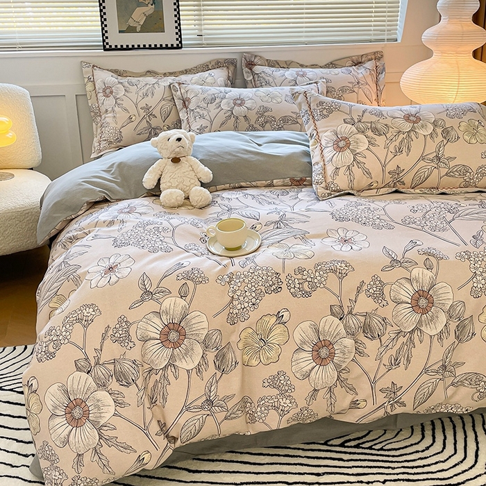 91家纺网 家纺一手货源 找家纺 宜家坊 2024秋冬新款全棉超柔加厚生态磨毛四件套 莫妮卡