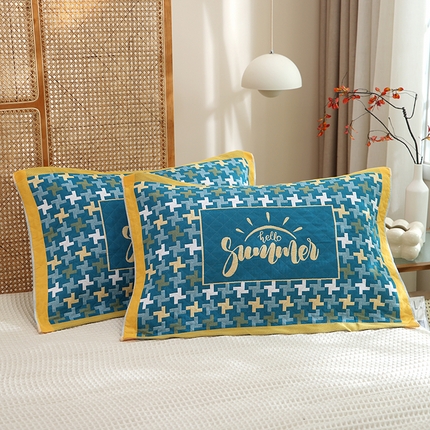 91家纺网 家纺一手货源 找家纺 （总）朴尔家纺-毛巾被 2024新款全棉色织提花宽边定位四层纱布枕巾