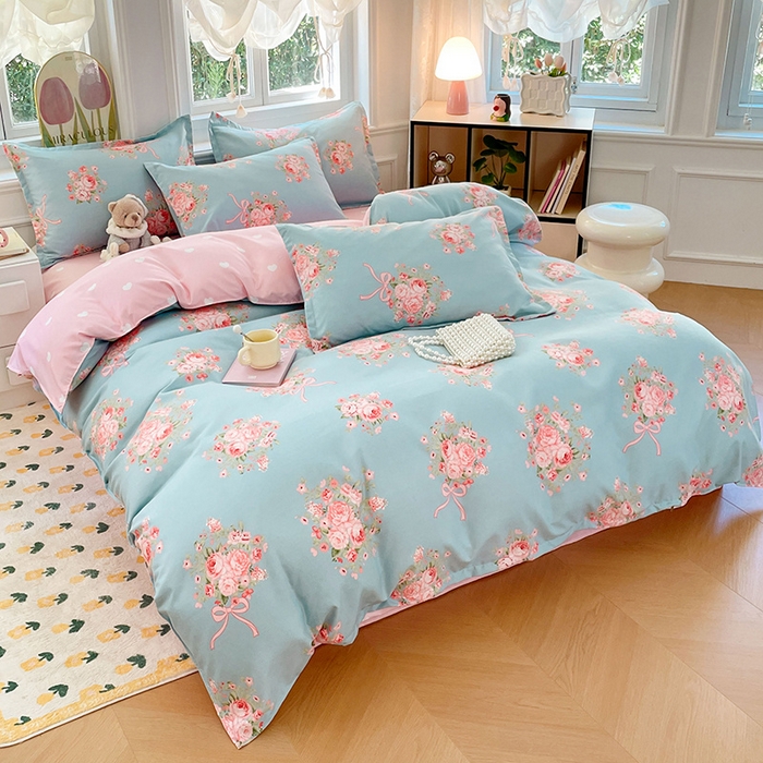 91家纺网 家纺一手货源 找家纺 世爵家纺 2025新款亲肤印花磨毛四件套 花月诗篇