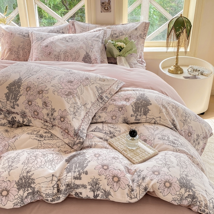 91家纺网 家纺一手货源 找家纺 宜家坊 2024秋冬新款全棉超柔加厚生态磨毛四件套 美丽人生